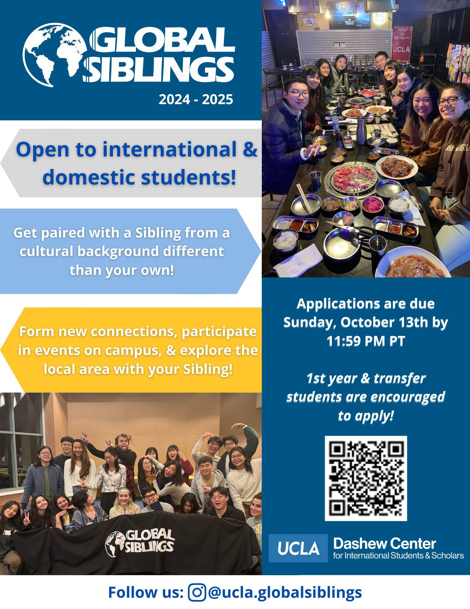 Flyer advertising Global Siblings program for 2024 - 2025